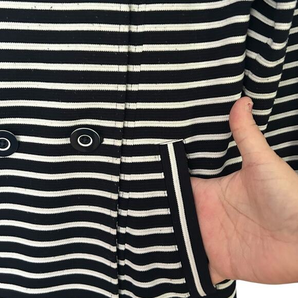 CAbi Maritime Trench Coat Jacket Women's Medium Navy Stripe Nautical Stretchy - Picture 5 of 7